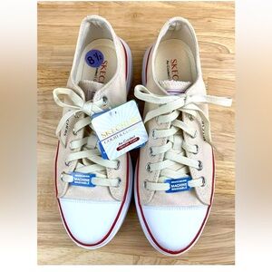 Skechers Platform Cordova Classic Shoes Memory Foam WOMEN'S 8.5 Sneakers Beige